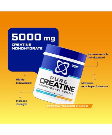  USN USN Micronized Creatine Powder 500g (79 servings): Tropical Thunder Flavor 100% Pure Creatine Monohydrate Powder for Muscle Performance and Recovery Suitable for - Buy Online on GoSupps.com