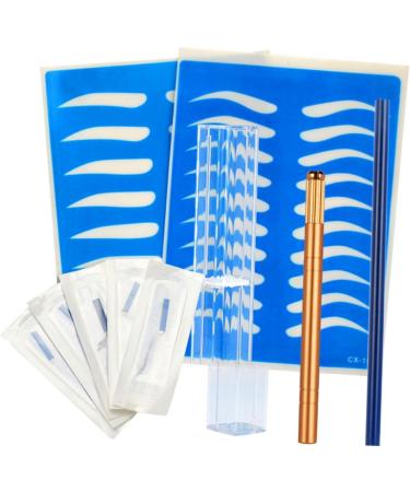 Beavorty 2pcs Pencil Semi-permanent Eyebrow Pen Manual with Skin Practice Microblading Storage Golden Kit - Buy Online on GoSupps.com