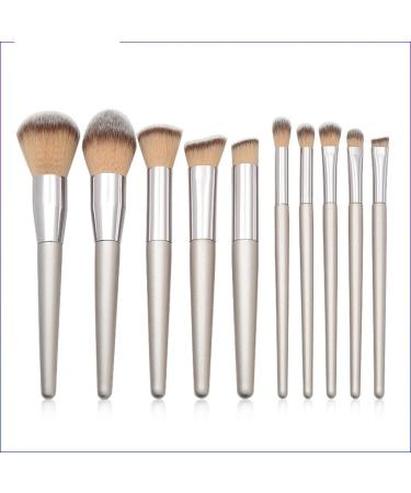 10 Cone Wooden Handle Makeup Brush Set Powder Eye Makeup Tools