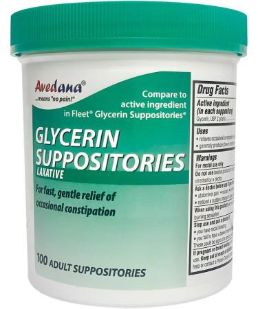 AVEDANA Glycerin Suppositories - Adult Size Laxative for Fast Constipation Relief - 100 Count - Buy Online on GoSupps.com