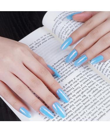 Zaubern gel4Home- UV wraps UV nail foils gel nail wraps semi cured gel nails (Blue Sparkle)