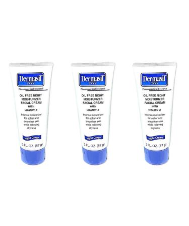 Dermasil Labs Oil Free Night Moisturizer Facial Cream 2 Fl Oz. (Pack of 3)
