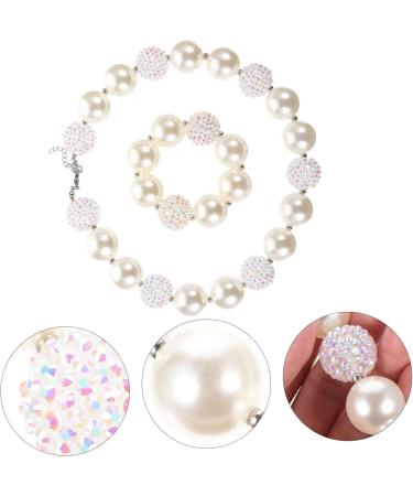 ibasenice 2 Sets Necklace Set Pearl Bracelets Pearls Necklace Pearl Choker Kid Toy Jewelry for Kids Kid Suit Necklace for Kids Suit for Kids Kid Bracelets White Girl Child Acrylic - Buy Online on GoSupps.com