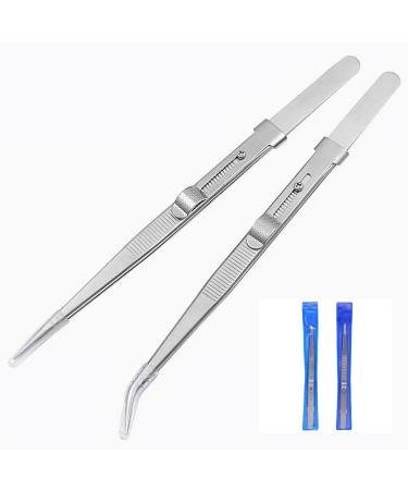 MIUPOO Adjustable Slide Lock Nail Art Tweezers Nail Rhinestone Stickers Jewel Gem Craft Tweezers Precision Slide Locking Antistatic Tweezers Set 2 Pieces 2 Slide Lock Tweezers
