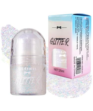 Jiounie Glitter gel roller for body face and hair 25 ml white #03