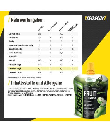 Isostar Actifood Apple Energy Gel Source of Carbohydrates/Vitamins Energy Supply 90 g - Buy Online on GoSupps.com
