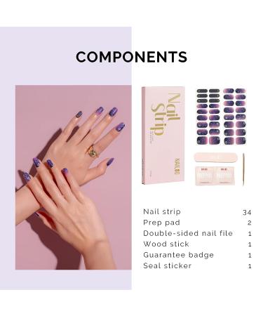 Nailog Semi Cured Gel Nail Strips - 34 Pcs Gel Nail Stickers | Buy 2 Get 1 UV Lamp | Long Lasting & Glossy Finish | Gradient Color Constellation - Buy Online on GoSupps.com