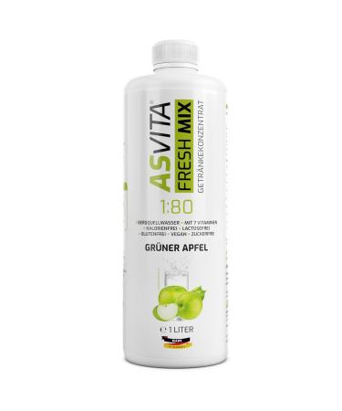 ASVITA Beverage Concentrate Fresh Mix 1:80 - Sugar-Free Syrup for Water Bubblers - 1L Bottle - 26 Delicious Flavors Including Green Apple - International Shipping Available - Buy Online on GoSupps.com