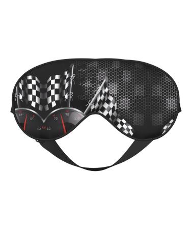Checkered Flag Racing Eye mask Soft Elastic and Adjustable Nighttime Comfort Sleeping mask Suitable for Both Men and Women Black