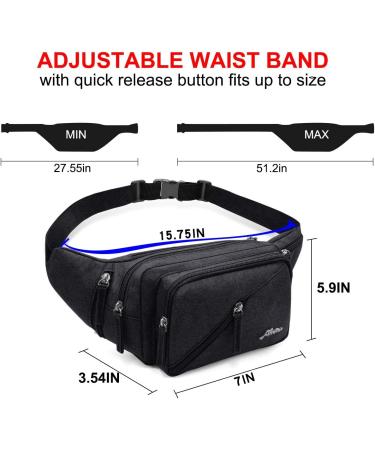 Afreter Waterproof Fanny Pack with Bottle Holder | Adjustable Strap for Outdoor Activities | Black Waist Bag for Men and Women - Buy Online on GoSupps.com