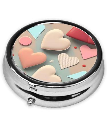 Love Pattern Round Pill Box - 3 Compartment Portable Travel Organizer for Easy Medication Management - Buy Online on GoSupps.com