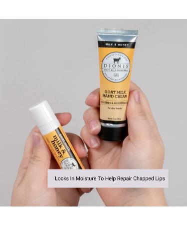 Dionis Goat Milk Skincare Milk & Honey Hand Cream & Lip Balm Set - 1 oz & 0.28 oz - Made in USA - Cruelty-Free & Paraben-Free - Buy Online on GoSupps.com