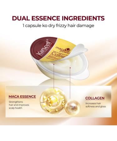  Karseell Karseell Collagen Hair Mask 12ml x 8 Pcs Maca Essence Hair Mask Deep Repair for Dry and Damaged Hair All Hair Types - Buy Online on GoSupps.com