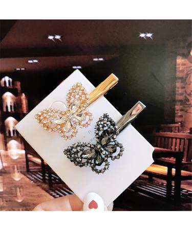 Xiwstar Alligator Hair Bangs Clips - Crystal Rhinestone Butterfly Duckbill Hairpins (2Pcs) - Hair Styling Accessories for Women & Girls - Buy Online on GoSupps.com