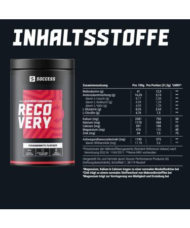 Recovery Regeneration Drink for Athletes | Post Workout Sports Drink with BCAA Glutamine Amino Acids Electrolytes & Minerals - 20 Portions - Pomegranate Flavor - Buy Online on GoSupps.com
