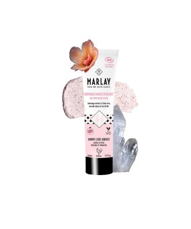 Marlay Cosmetics - Exfoliating Hand Scrub 100 ml - Hand Peeling - Organic Exfoliating Cream Hand Care - Aloe Vera Shea Butter Silica Crystals - Dry Skin - Made in France - INCI 17.2/20
