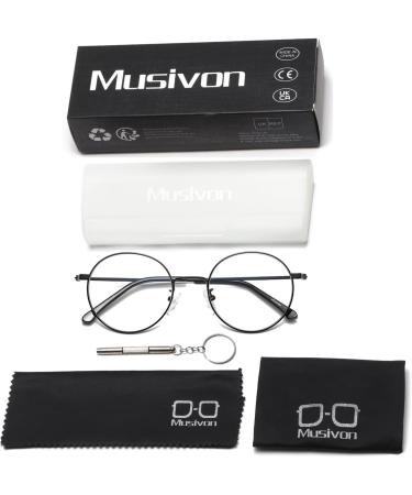 Musivon Blue Light Filter Glasses for Men & Women - Round Black Metal Frame No Prescription Needed - Protect Your Eyes While Working on Computers - Buy Online on GoSupps.com
