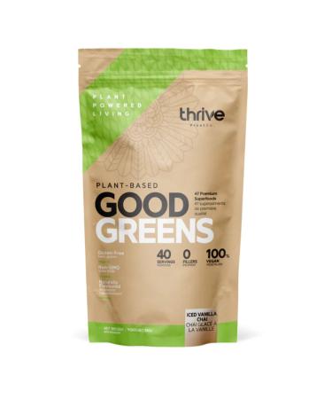 Thrive PlantCo. Plant-Based Good Greens Superfood Powder | 47 Different Superfoods with Micronutrients & Antioxidants for Optimal Health | Gluten-Free Non-GMO & Naturally Sweetened | 40 Servings (Iced Vanilla Chai) Iced Vanilla Chai 292 g (Pack of 1)