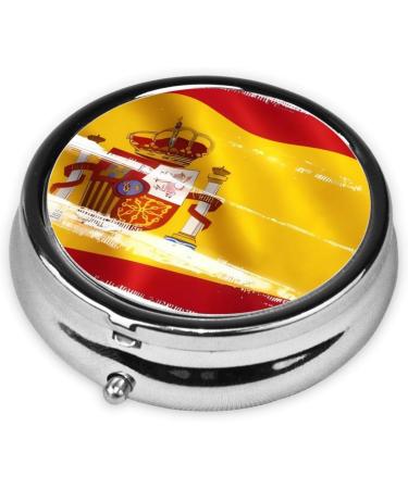 Spain Flag Portable Metal Pill Box - 3-Compartment Travel Organizer for Small Pills - Hinged Fastening Design - Buy Online on GoSupps.com