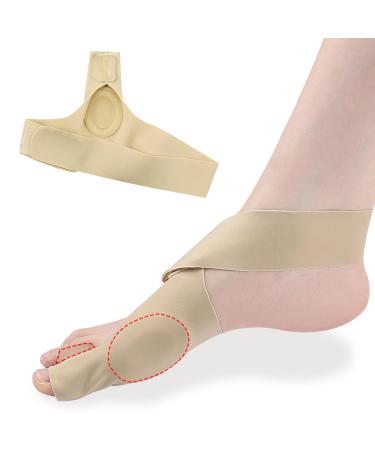 Bunion Correctors for Women and Men for Big Toe Pain Relief Straightener-SEBS Cross Strap Separator- Non-Surgical Hallux Valgus Correction for Day/Night Support Khaki Left