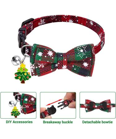 YUJUN 3Pack Christmas Cat Collars with Bow tie and Bell - Adjustable Plaid Snowflake Collar for Kittens - Breakaway Buckle Safety for Puppy - Buy Online on GoSupps.com