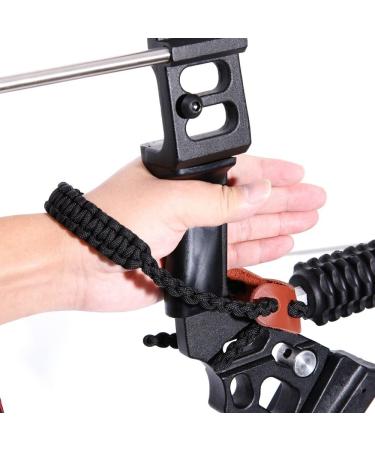 Elm Ray Archery Bow Wrist Sling - Durable 550 Paracord & Leather - Black - Buy Online on GoSupps.com
