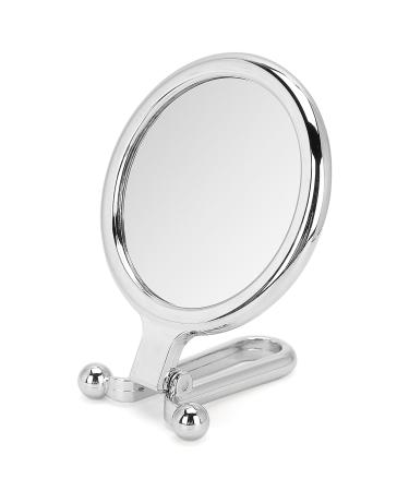 5x Magnifying Folding Adjustable Cosmetic Mirror Double Sided Makeup Mirror Portable Silver Beauty Mirror for Home and Travel Use Combination of Flat and 5x Mirror Aluminum