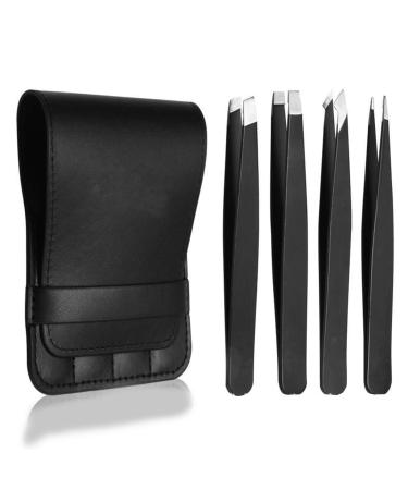 Ey brow's tweezers 4-part set professional beauty tool made of stainless steel set for trimming the eyebrows for at home when traveling for men and women