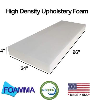 High Density Upholstery Foam 4x24x96 - Chair Cushion Replacement for Dining Chairs & Bench Seats - Buy Online on GoSupps.com