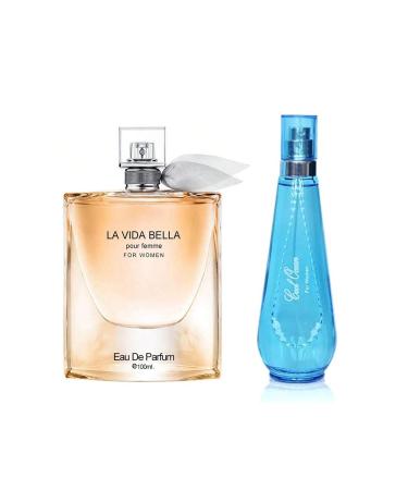 Women's Perfume La Vida Bella& Cool Ocean Women Combo Set Eau De Parfum Long Lasting Fragrance 3.4 Fl Oz Spray Each for Daily Used la vida bella&Cool Ocean Women