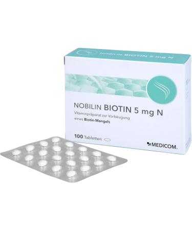 Nobilin Biotin 5 mg Tablets - 100 Count for Healthy Hair Skin & Nails | Buy Internationally - Buy Online on GoSupps.com