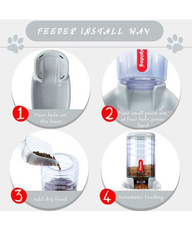 Gravity Pet Feeder and Waterer Set - Automatic Cat and Dog Food Bowls - Gray - Suitable for Small, Medium, and Large Pets - Buy Online on GoSupps.com