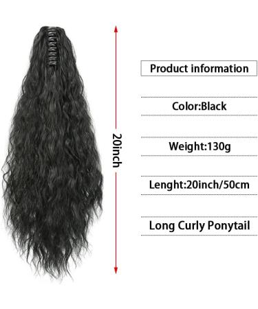 RPAEOY Ponytail Hair Hairpieces for Women 50 CM Claw Clip Long Corn Curly Clip in Hair Extension Fluffy Natural Synthetic Hair Fiber Replacement Wigs for Cosplay Daily Use Party (Black) - Buy Online on GoSupps.com