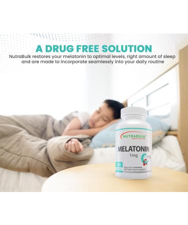 NutraBulk Melatonin - 1 mg Quick Release Nighttime Sleep Aid for Kids and Adults - 300 Chewable Tablets - Cherry Flavored - Buy Online on GoSupps.com