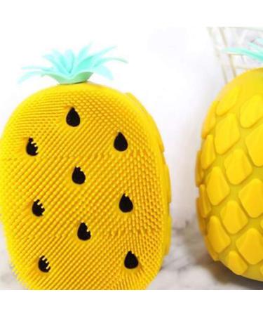 Lurrose Silicone Pineapple Body Scrubber - Yellow | Shower & Massage Brush for Dead Skin Removal | Loofah Dish Sponge - Buy Online on GoSupps.com