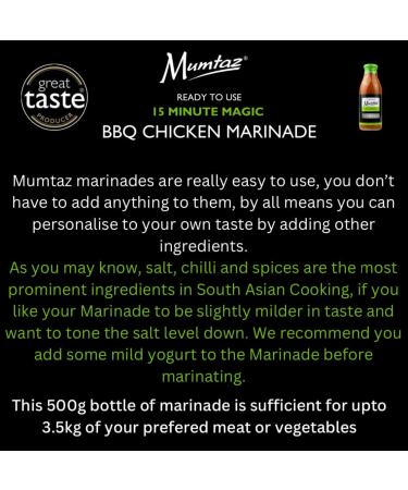 Mumtaz BBQ CHICKEN Marinade Sauce 500g 15 Minute Magic Marinade Medium Spiced BBQ-Grill-Roast-Stir or Air fry All Natural Ingredients Gluten Free Vegan Friendly. - Buy Online on GoSupps.com
