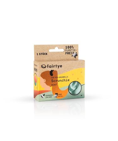 Fairhair Scrunchie - Mint |Hair tie made of organic cotton and natural rubber |Without annoying metal or seam |Gentle to hair and environmentally friendlyFor versatile hairstyles with a strong hold