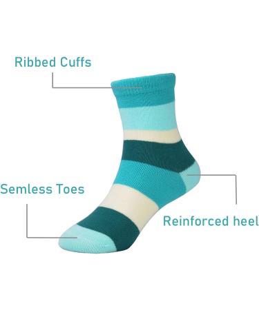 Marchare Girls Seamless Crew Cotton Socks 5 Pack - Rainbow Stripes - Size 9-12 Years - Buy Online on GoSupps.com