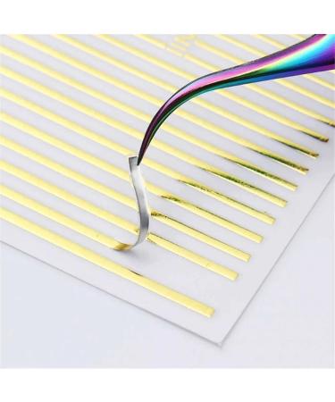 3D Gold & Silver Stripe Nail Art Stickers | Self-Adhesive Decals for DIY Manicure | Geometric Designs for Women - Buy Online on GoSupps.com