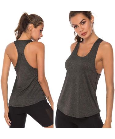 Xia&Han Womens Solid Undershirt Cami Yoga Tank Sleeveless Tops Quick Dry Vest Blouse Shirts Activewear Dark Gray - Buy Online on GoSupps.com