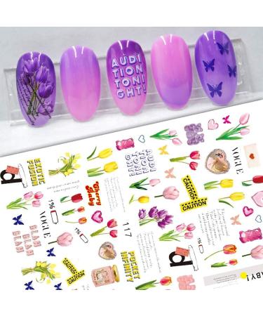 Nail Stickers 3D Nail Stickers Flowers Self-Adhesive Summer Nail Art Stickers Nail Decals for DIY Nail Art Decoration (7 Sheets) - Buy Online on GoSupps.com