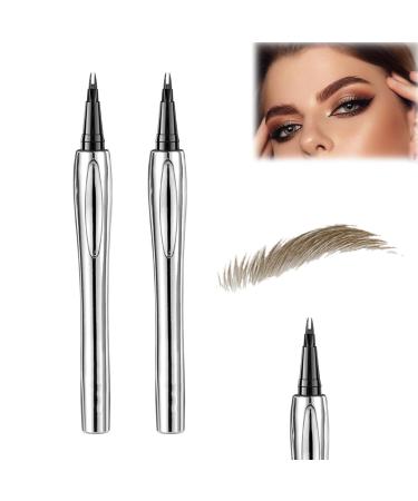 Cooklesa Eyebrow Long-Lasting Natural 3D Waterproof Microblading Eyebrow Pencil Cooklesa Upgraded Natural Waterproof Eyebrow Pen with Microfine Tip (Gray brow-2pcs)