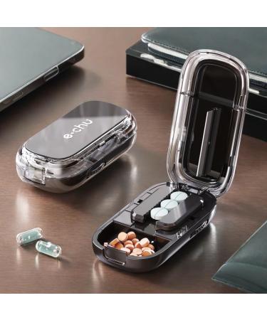 Adjustable Pill Cutter Splitter for Accurate Cutting of Small & Large Pills | Multi-Pill Cutter Box (1/2 Black) - International Shipping Available - Buy Online on GoSupps.com