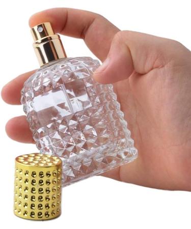 Enslz 50ml Refillable Clear Glass Luxury Spray Perfume Bottle Empty Atomizer Bottle Makeup Tool 2pcs free Funnel Filler (Gold) - Buy Online on GoSupps.com