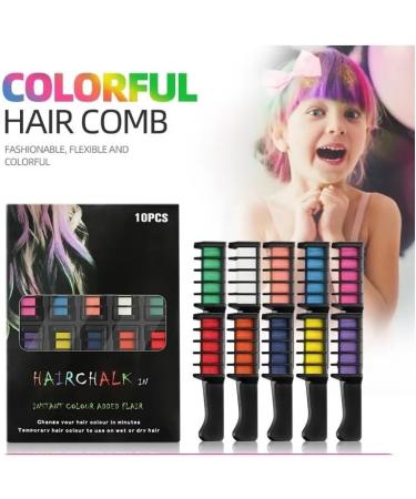 10pcs Temporary Hair Chalk Hair Color Comb Washable Hair Dye Salon Party Set -HnQ - Buy Online on GoSupps.com