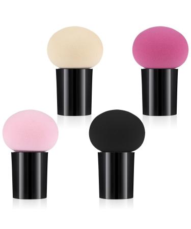 Sibba 4 PCS Makeup Eggs Sponge Beauty Blender Foundation Blending Make Up Concealer Applicator Cosmetic Face Eye Brush Set With Mini Handle Loose Powder Coverage Flat End Head Holder Kit Multi-colored