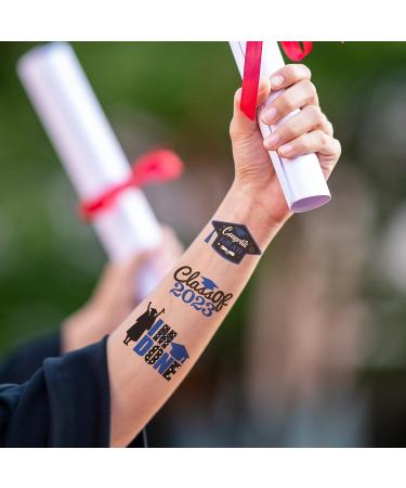24 PCS Graduation Class of 2023 Temporary Tattoos - Blue Congrats Theme for High School & College Students - Graduation Party Favors - Buy Online on GoSupps.com