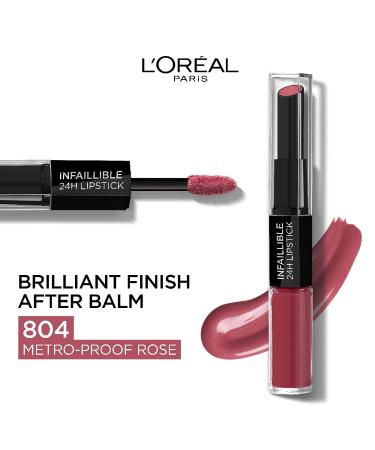 L'Or al Paris Infaillible 2-Step Lipstick 804 Metro Proof Rose - 24 Hour Hydrating Color & Lip Care Balm - Buy Online on GoSupps.com