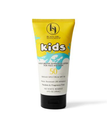 Black Girl Sunscreen Kids SPF 50 Lotion for Face & Body- Sun Protection for Skin Kids Sunscreen Water Resistant for 80 Minutes Ideal for Beach & Travel No White Cast for Melanin Rich Skin- 6 fl oz