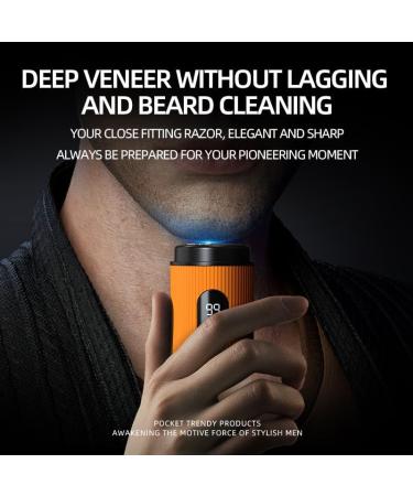 Mini Electric Shaver - Portable Waterproof Razor for Men & Women | Travel-Friendly & Gift-Ready | Type-C Charging (Orange - Buy Online on GoSupps.com